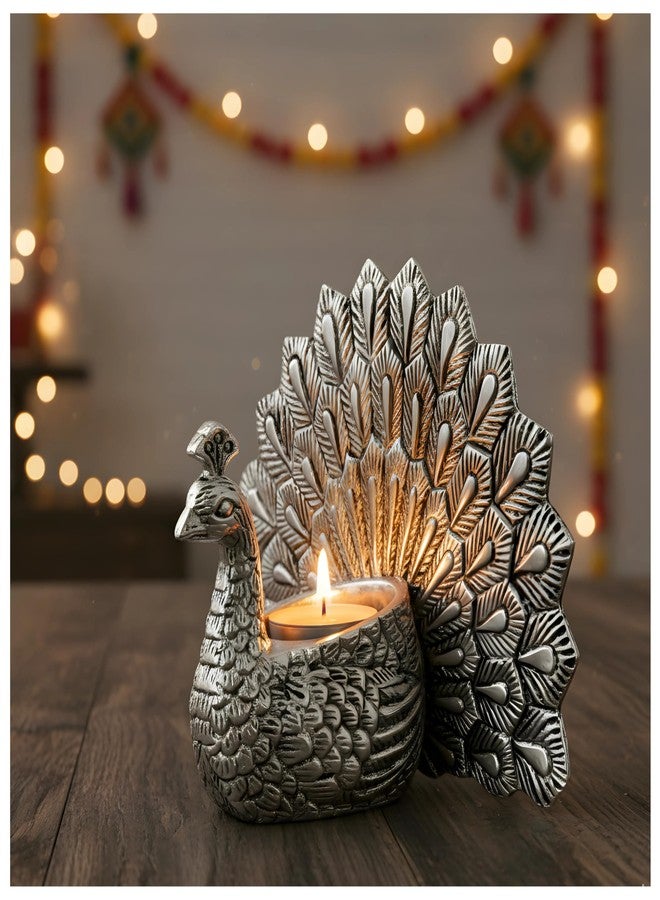 Dev Aastha Silver Plated Peacock Idol for Vastu and Home Decor | Divine Vastu Showpiece for Home & Gifting | 999 Silver Plated Decorative Idol | Auspicious Vastu Gift for Home, Weddings & Engagements - Image 1