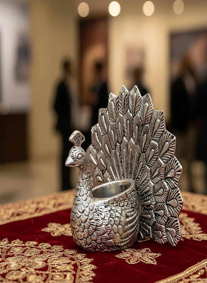 Dev Aastha Silver Plated Peacock Idol for Vastu and Home Decor | Divine Vastu Showpiece for Home & Gifting | 999 Silver Plated Decorative Idol | Auspicious Vastu Gift for Home, Weddings & Engagements - Image 5