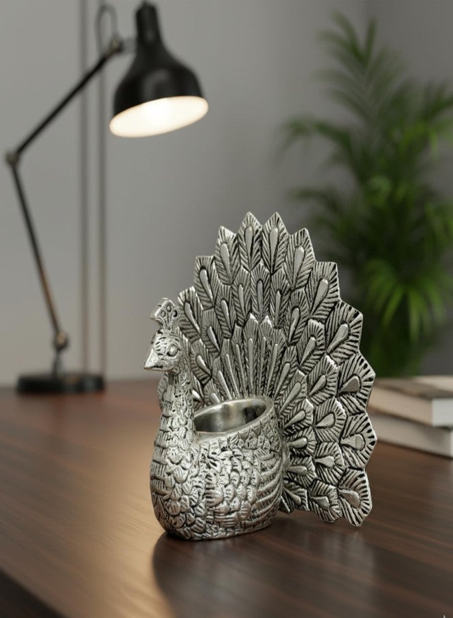 Dev Aastha Silver Plated Peacock Idol for Vastu and Home Decor | Divine Vastu Showpiece for Home & Gifting | 999 Silver Plated Decorative Idol | Auspicious Vastu Gift for Home, Weddings & Engagements - Image 4