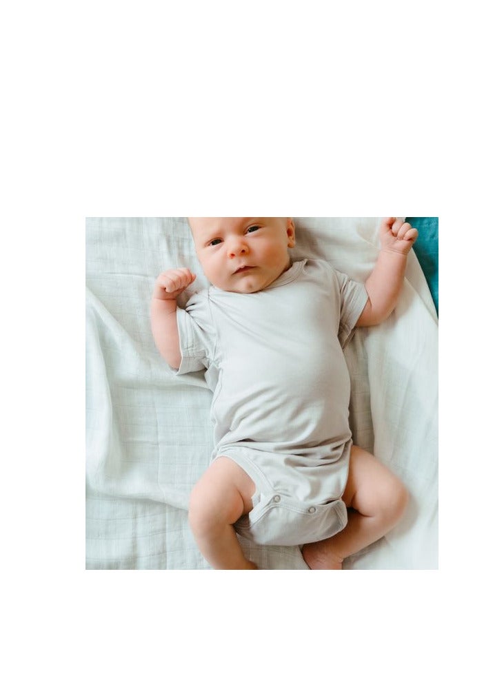 Anvi Baby Set of 3 Organic Bamboo Spandex Bodysuit- Gift set 0-3m	Blue/White/ Dark Green  - Image 4