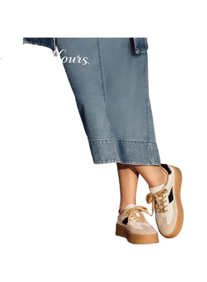 73Hours Women'S Travel Day Spring Lace-Up Color Block Flat Round Toe Casual Shoes - Image 2