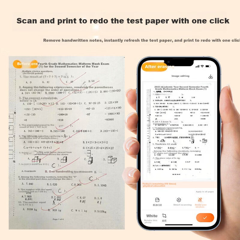JD Jing Zao QIRUI A40a Wireless Bluetooth Thermal Printer for Students Home Use, Mobile Phone Compatible, Photo Scanning, Inkless A4 Portable Printer - Image 1