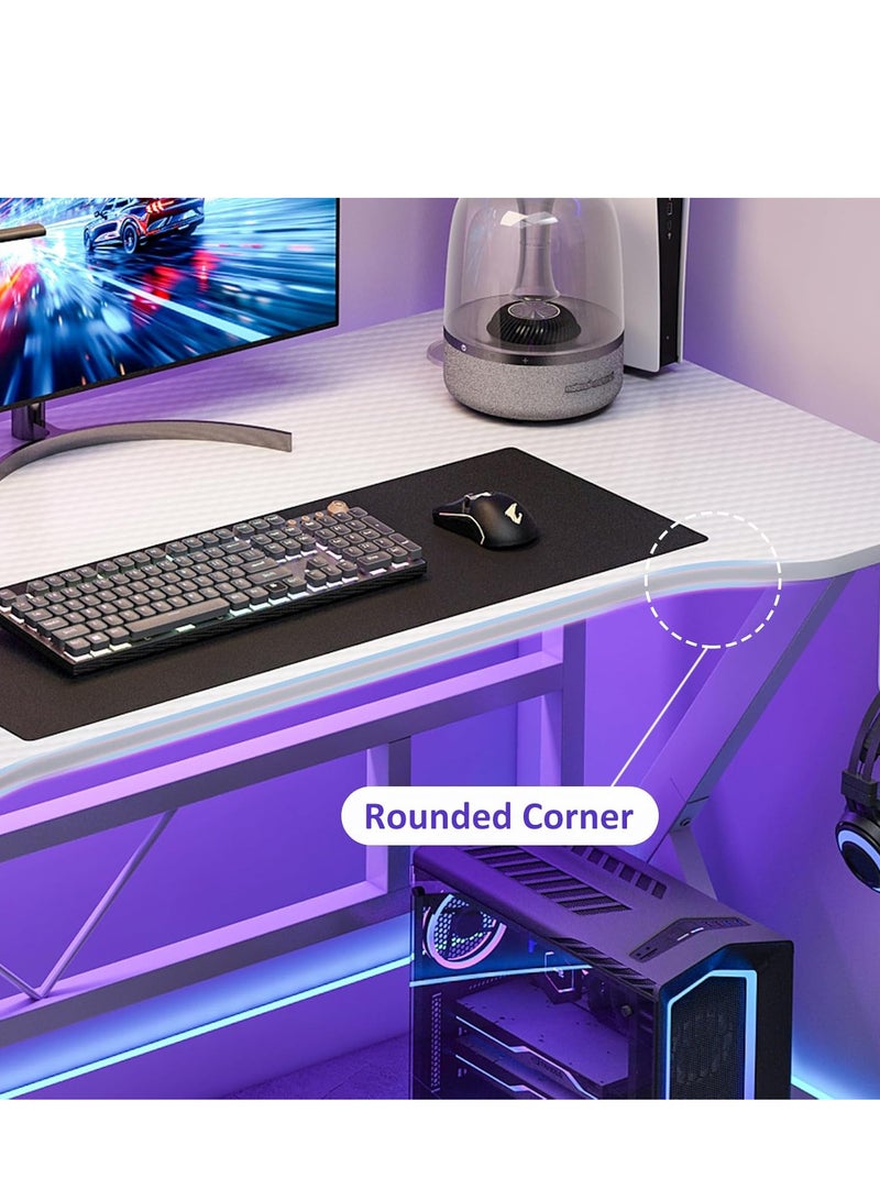 ZUIHAO ZUIHAO Gaming Desk 110cm Carbon Fiber Computer Table Workstation with K Shape Metal Frame Gamer Writing Table White 110 X52 X 75cm  - Image 3