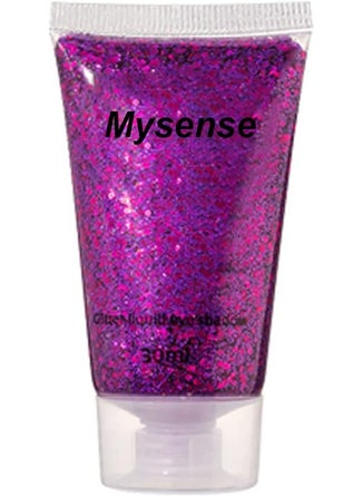 Mysense Mysense Purple Body Glitter Gel,Mardi Gras Face Glitter Makeup,Music Festival Rave Accessories,Chunky Mermaid Glitter Sequins for Face Eye Hair Decorations,Sparkling Glitter Face Paint for Women,30g 