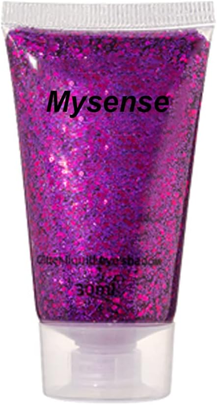 Mysense Mysense Purple Body Glitter Gel,Mardi Gras Face Glitter Makeup,Music Festival Rave Accessories,Chunky Mermaid Glitter Sequins for Face Eye Hair Decorations,Sparkling Glitter Face Paint for Women,30g 