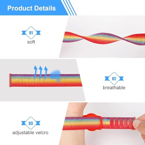 KP Original Battery Rainbow Kids GPS Tag Wristband, Adjustable Nylon Protective Bracelet with Velcro Strap for Apple GPS Tracker, Anti-Lost Band for Children and Elderly, 22cm Length (Rainbow) - Image 4