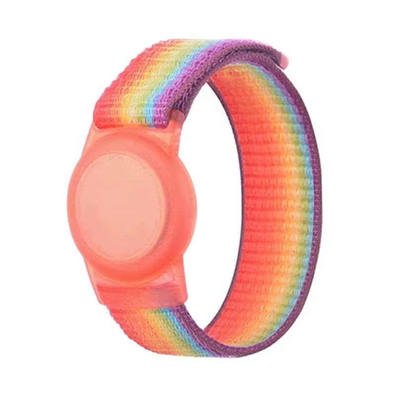 KP Original Battery Rainbow Kids GPS Tag Wristband, Adjustable Nylon Protective Bracelet with Velcro Strap for Apple GPS Tracker, Anti-Lost Band for Children and Elderly, 22cm Length (Rainbow) - Image 1