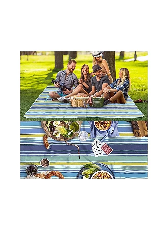 erorex EROREX Foldable Picnic Blanket Waterproof Beach Blanket Waterproof Picnic Blanket Portable Picnic Mat Portable Beach Mat For Outdoor Camping Family Outdoor Park Garden Blue（145 ×180cm）, Full  - Image 5