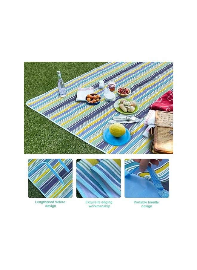 erorex EROREX Foldable Picnic Blanket Waterproof Beach Blanket Waterproof Picnic Blanket Portable Picnic Mat Portable Beach Mat For Outdoor Camping Family Outdoor Park Garden Blue（145 ×180cm）, Full  - Image 4