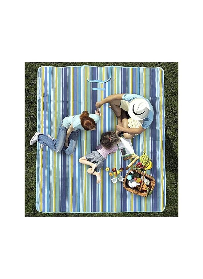erorex EROREX Foldable Picnic Blanket Waterproof Beach Blanket Waterproof Picnic Blanket Portable Picnic Mat Portable Beach Mat For Outdoor Camping Family Outdoor Park Garden Blue（145 ×180cm）, Full  - Image 2