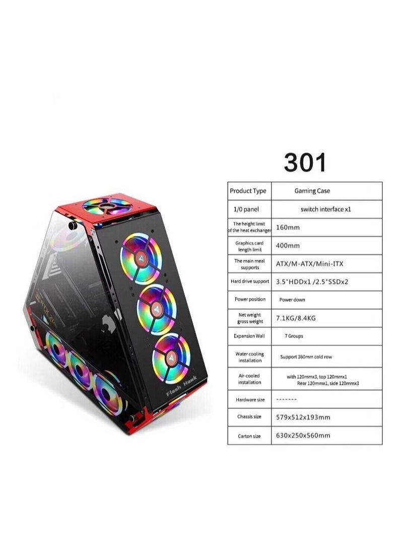 Flash Hawk - Triangle Mid-Tower ATX PC Gaming Case(Fans are not Included) - Image 1