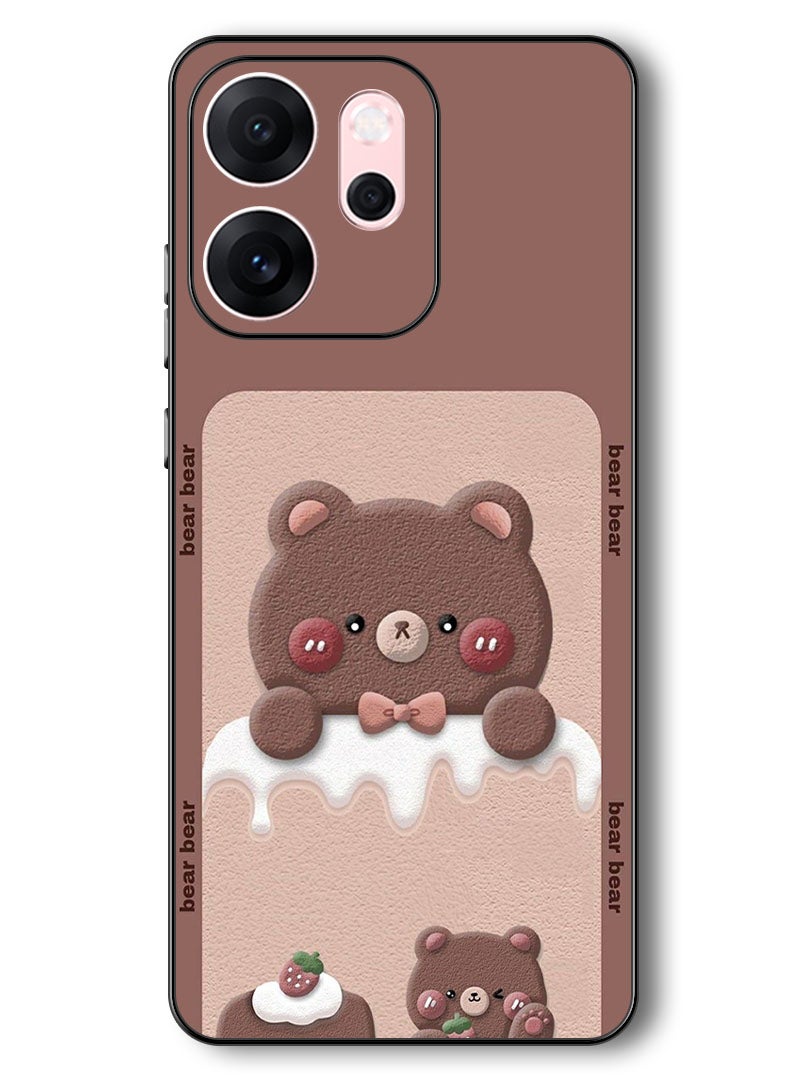 Theodor Case Compatible with Oppo Reno 14 F 6.57 Inch Protection Shockproof Bumper Cover Bear Strawberry - Image 1