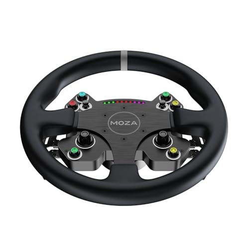 MOZA CS V2 Racing Wheel for PC Gaming Steering Wheel, 13 Inch Aviation Grade Aluminum Alloy Rim, Carbon Fiber paddles, RGB Indicator, Pressable Joysticks and customizable controls - Image 4