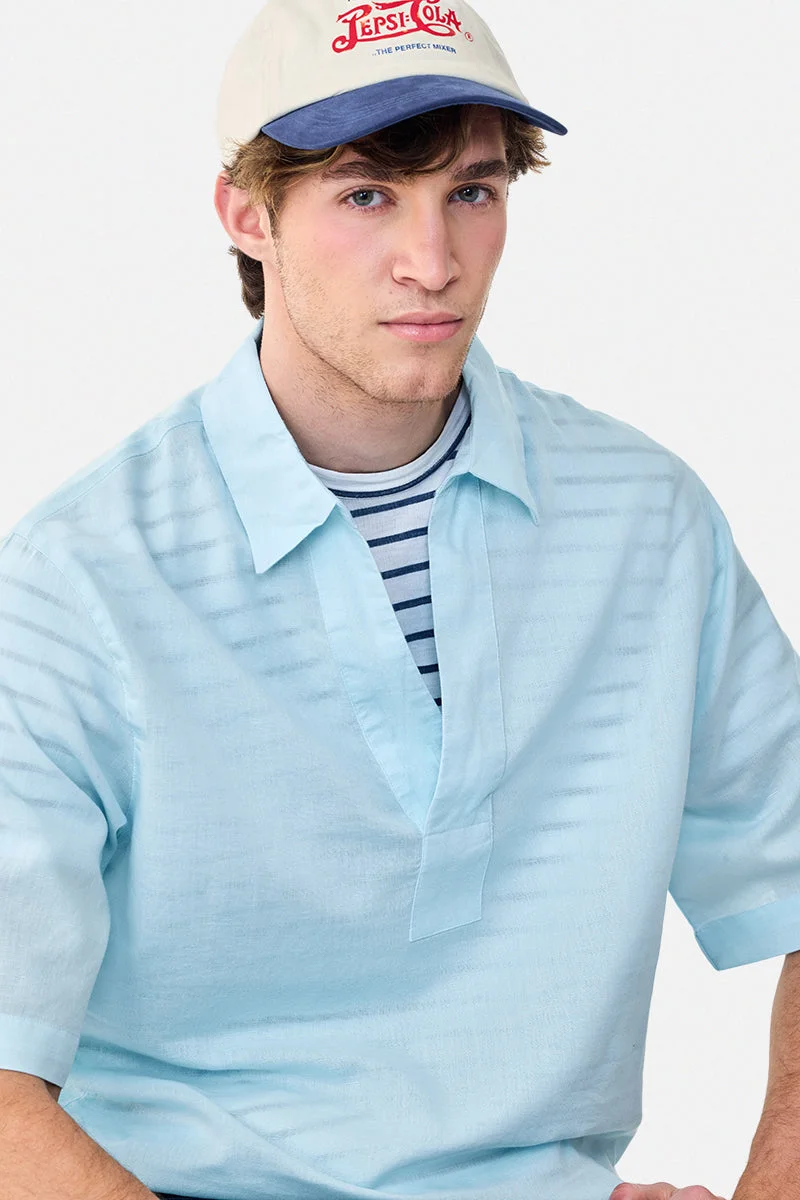SNITCH Linen Blend Box Fit Popover Shirt