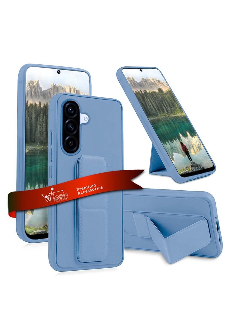 Wtech Samsung Galaxy A36 5G 2025 / Samsung Galaxy A56 5G 2025 Hand Grip Foldable Magnetic Kickstand Wrist Strap Finger Grip With Built-In Iron Case Cover - Sky Blue - Image 1