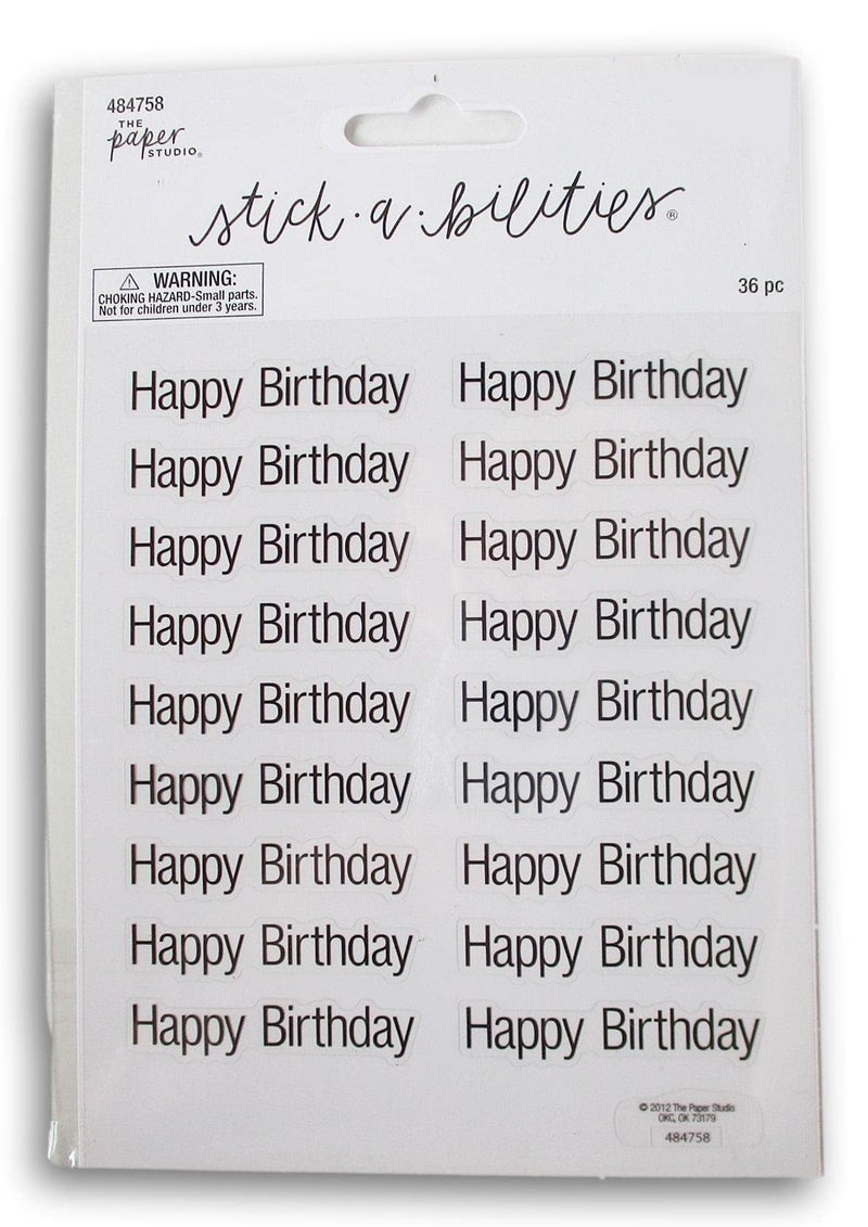 Stickabilities Happy Birthday Text Stickers Adhesive Decals for Crafts, Cardmaking, Scrapbooks & More â€“ 36 Pieces - Image 1