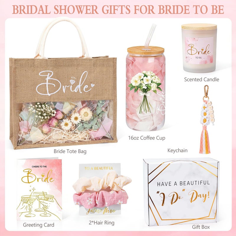Giftissimo Bridal Shower Gifts, Bride To Be Gifts Box, Bachelorette Engagement Wedding Party Gift, Future Mrs Newly Engaged Ideas for Bride to Be, Bachelor Party Fiance Gift for Women, Bridal Tote Bag Glass Cup - Image 2
