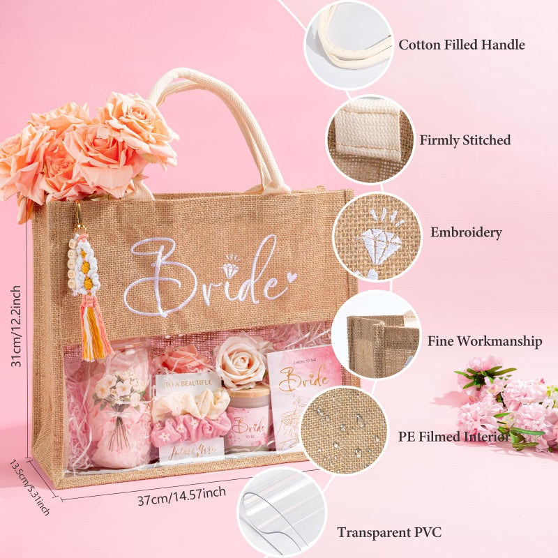 Giftissimo Bridal Shower Gifts, Bride To Be Gifts Box, Bachelorette Engagement Wedding Party Gift, Future Mrs Newly Engaged Ideas for Bride to Be, Bachelor Party Fiance Gift for Women, Bridal Tote Bag Glass Cup - Image 3