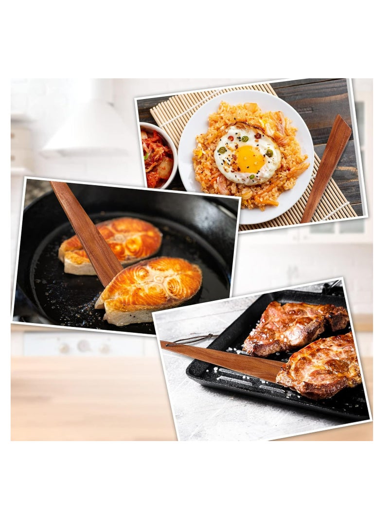 أوزيغالور 2 قطع 9.8 بوصة من ملعقة خشب السندان مسطحة محولة خشبية مقلوبة أداة طهي لتقشير البيض للمطبخ - Image 3