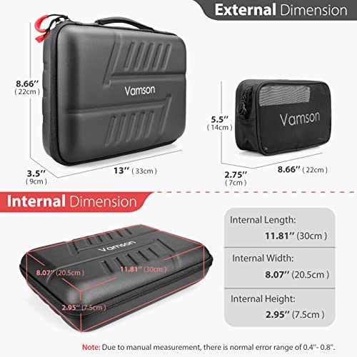 Vamson Large Carrying Case for GoPro Hero 13 12 11 10 9 8 7 6 5/DJI Osmo Action/AKASO/APEMAN/Insta360 One X Camera and Accessories, Hard PU Shell DIY Protective Travel Case Storage Bag Outdoor VP808 - Image 2