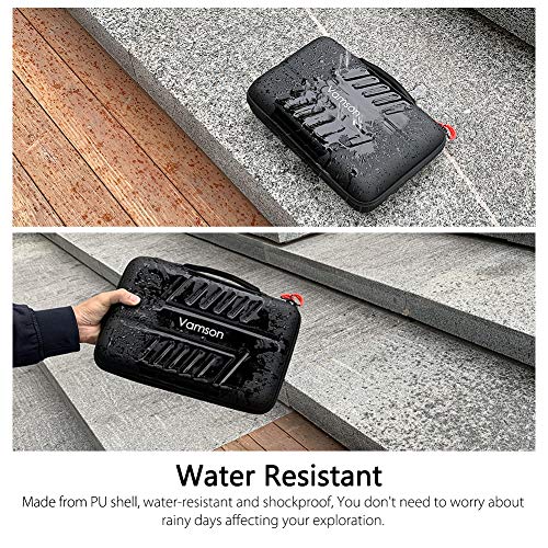 Vamson Large Carrying Case for GoPro Hero 13 12 11 10 9 8 7 6 5/DJI Osmo Action/AKASO/APEMAN/Insta360 One X Camera and Accessories, Hard PU Shell DIY Protective Travel Case Storage Bag Outdoor VP808 - Image 3