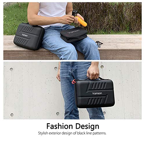 Vamson Large Carrying Case for GoPro Hero 13 12 11 10 9 8 7 6 5/DJI Osmo Action/AKASO/APEMAN/Insta360 One X Camera and Accessories, Hard PU Shell DIY Protective Travel Case Storage Bag Outdoor VP808 - Image 5