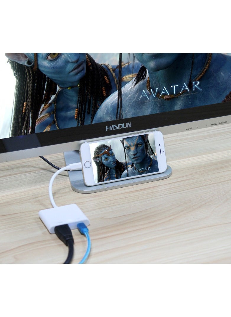HDMI - It Is Suitable For Apple 14 Mobile Phone To TV Projection Screen Converter Lightning To HDMI HD Screen Cable - Image 1