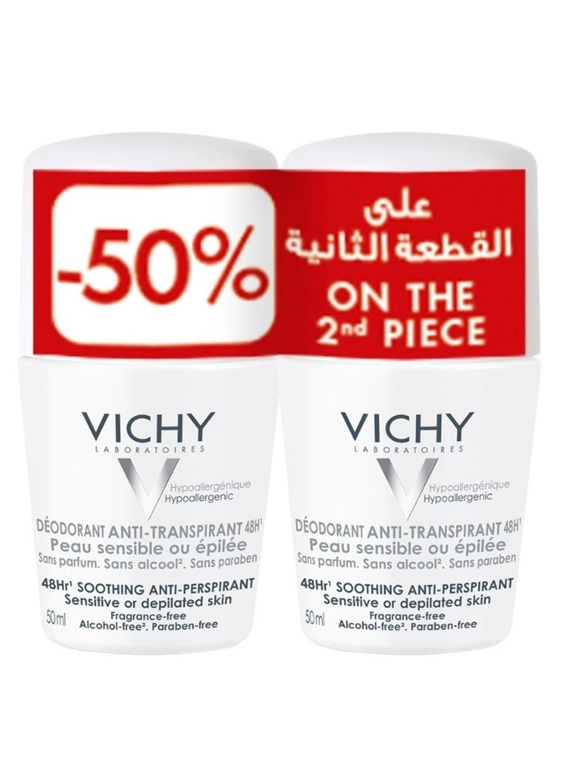 VICHY Pack of 2 Vichy Deodorant Anti-Perspirant Buy 1 and Get 50% on the Second One Clear (50+50)ml - Image 1