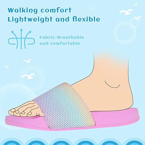 WateLves Girls & Boys Slide Sandals Kids Summer Slippers Slip On for Outdoor Beach Pool Shower (Little Kid/Big Kid) (Rainbow, 30/31) - Image 5
