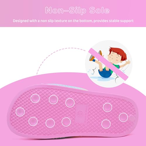 WateLves Girls & Boys Slide Sandals Kids Summer Slippers Slip On for Outdoor Beach Pool Shower (Little Kid/Big Kid) (Rainbow, 30/31) - Image 2