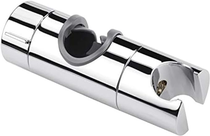 ADJUSTABLE SHOWER HEAD HOLDER FOR SLIDE BARUNIVERSAL 1825MM OD RAIL HEAD BRACKET HOLDER FOR SLIDE BAR SLIDER CLAMP BATHROOM REPLACEMENT 360 DEGREE ROTATION SPRAYER HOLDER ABS CHROME