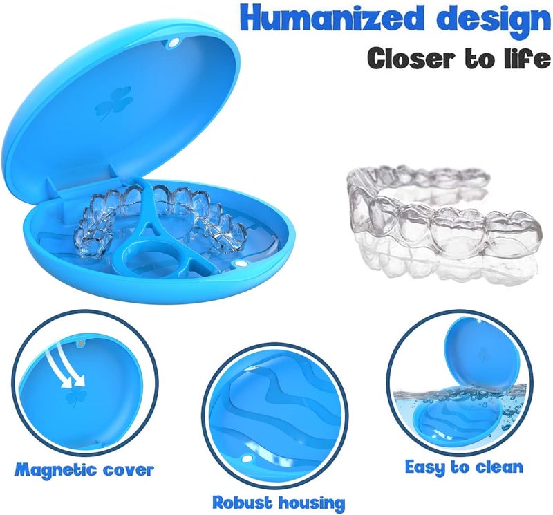 ARGOMAX 2 Pack Retainer Case, Aligner Case, Orthodontic Retainer Case, Retainer Mouth Guards Travel Case - Blue. - Image 4