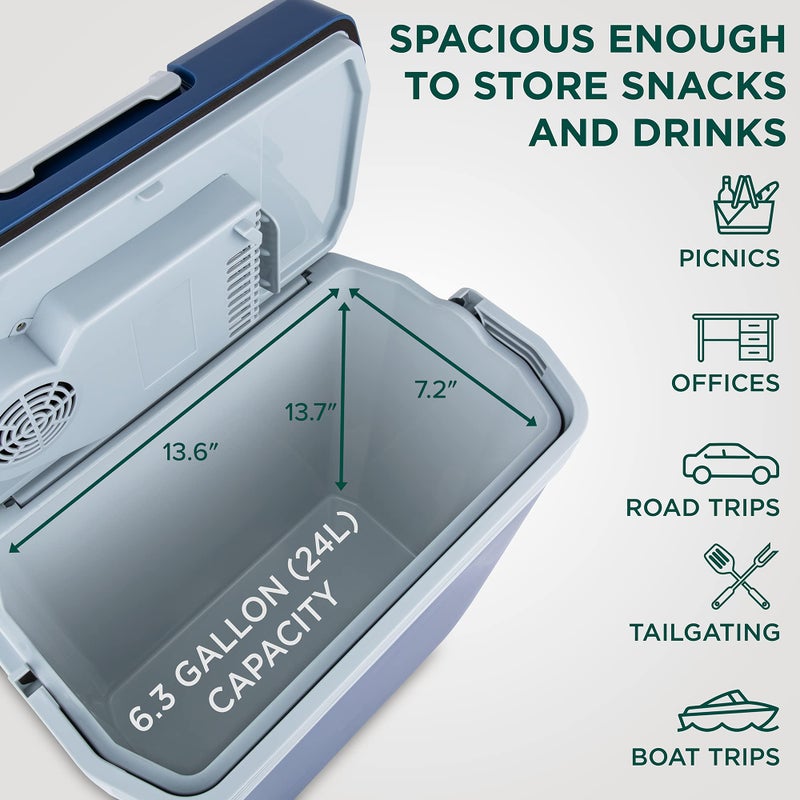 Ivation Electric Cooler & Warmer with Handle | 24 L Portable Thermoelectric Fridge for Vehicles & Trucks| 110V AC Home Power Cord & 12V Car Adapter for Camping, Travel & Picnics - Image 3