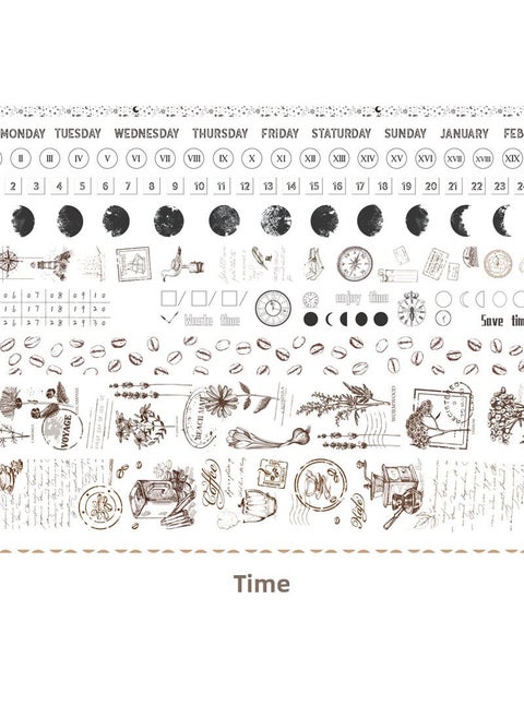 AGUGU Retro Washi Tape Set for Journaling Time