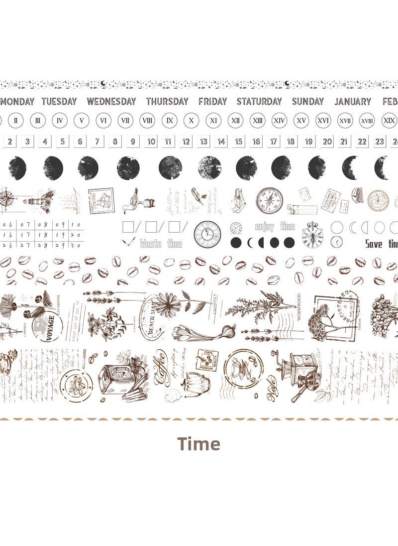 Generic AGUGU Retro Washi Tape Set for Journaling Time 