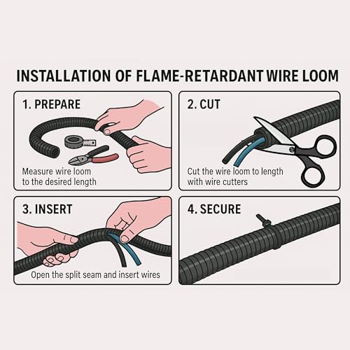 Electriduct 3/4" Flame Retardant Wire Loom Polypropylene Split Tubing Corrugated Conduit (19.5mm ID) - 10 Feet - Black - Image 4