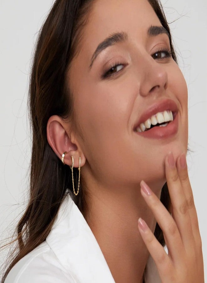 YEEZII 14K Gold Plated Hoop Earrings Jewelry Set Stud Cartilage Earring Multi Piercing Hypoallergenic Stackable Small Huggable Hoop Earrings for Women, 0, Brass, No Gemstone - Image 4