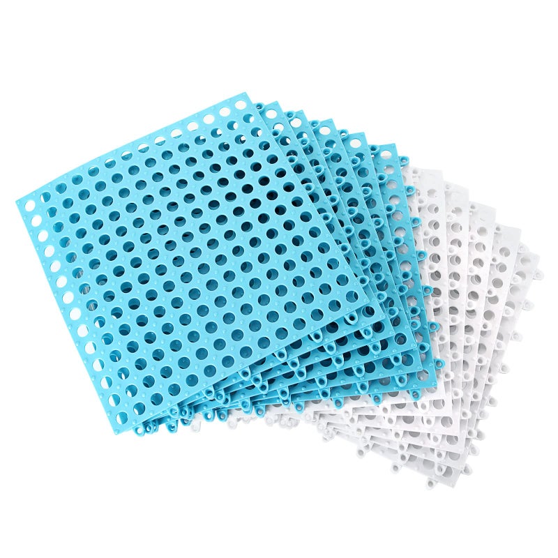 LISHINE 12 Pack 118 x 118 Interlocking Rubber Floor Tiles Drainage Mat Soft PVC Non Slip Shower Floor Mat with Drain Hole for Flooring Rubber Floor Mat for Pool Patio Balcony Kennel Basement 