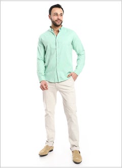 Solid Cotton Full Sleeves Casual Shirt_Mint