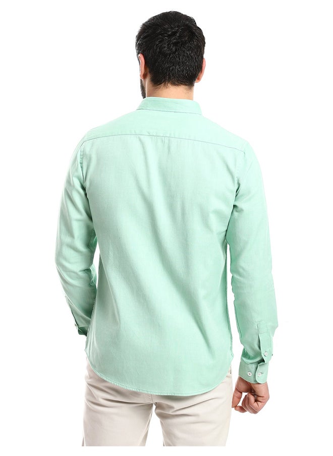 Andora - Solid Cotton Full Sleeves Casual Shirt_Mint - Image 1