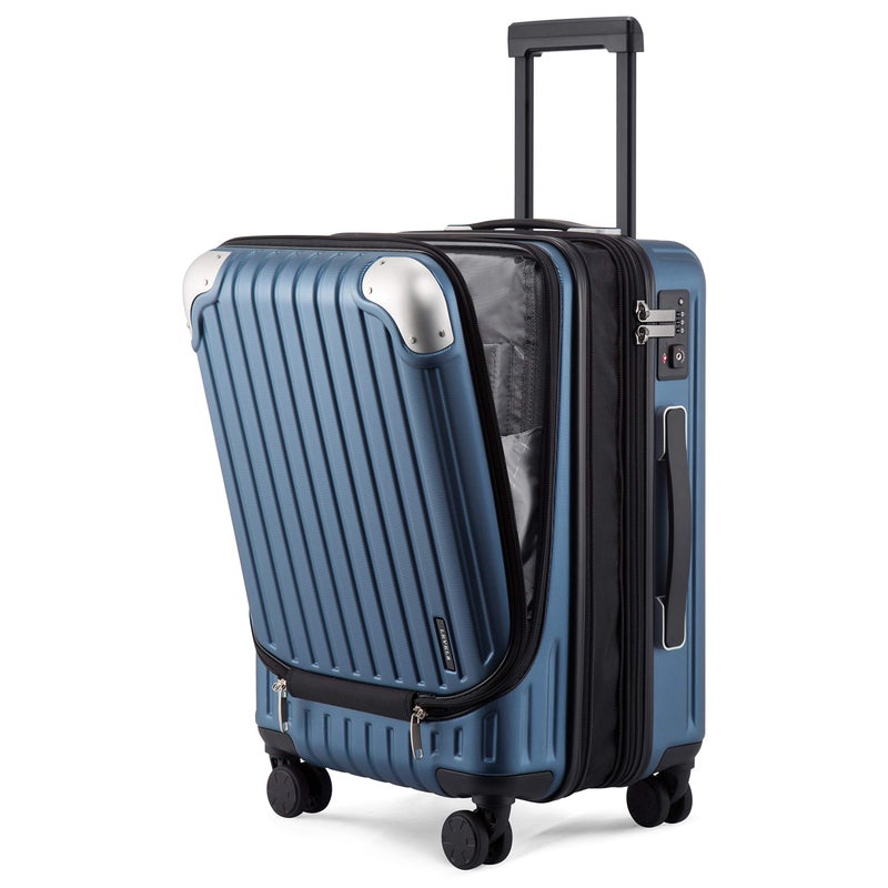 LEVEL8 Grace Carry on Luggage Airline Approved, 20 Inch Expandable Hard Sided Luggages with Spinner Wheels, Harshell Small Rolling Suitcase for Women Men with Tsa Lock, Blue - Image 1