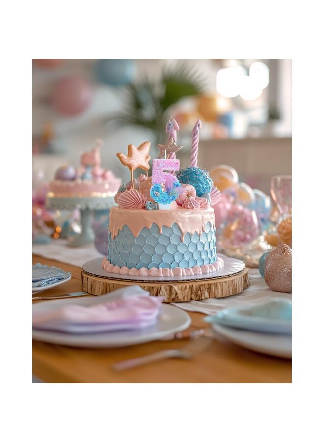 يُسلِّم شموع عيد ميلاد بطابع حورية البحر، لوازم حفلات أعياد الميلاد اللامعة بأرقام الفتيات، ديكورات حفلات الذكرى السنوية (بطابع حورية البحر، رقم 5) - Image 3