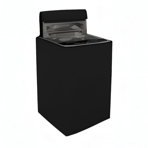 DALUCI Top Load Fully Automatic Washing Machine Cover for 6 kg, 6.5 kg, 7kg & 7.5 kg | Waterproof & Dustproof Polyester Fabric with Zipper | Protective Cover for Washing Machine (Black, 59X59X86 CM) - Image 1