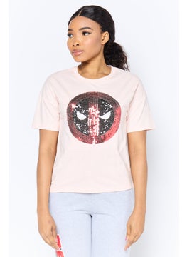 MARVEL Women 2 Pcs Sequin Embellished T-Shirt And Pants Pajama Set, Multicolor  - Image 4