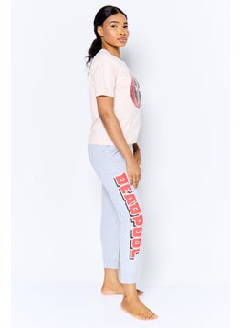 MARVEL Women 2 Pcs Sequin Embellished T-Shirt And Pants Pajama Set, Multicolor  - Image 3