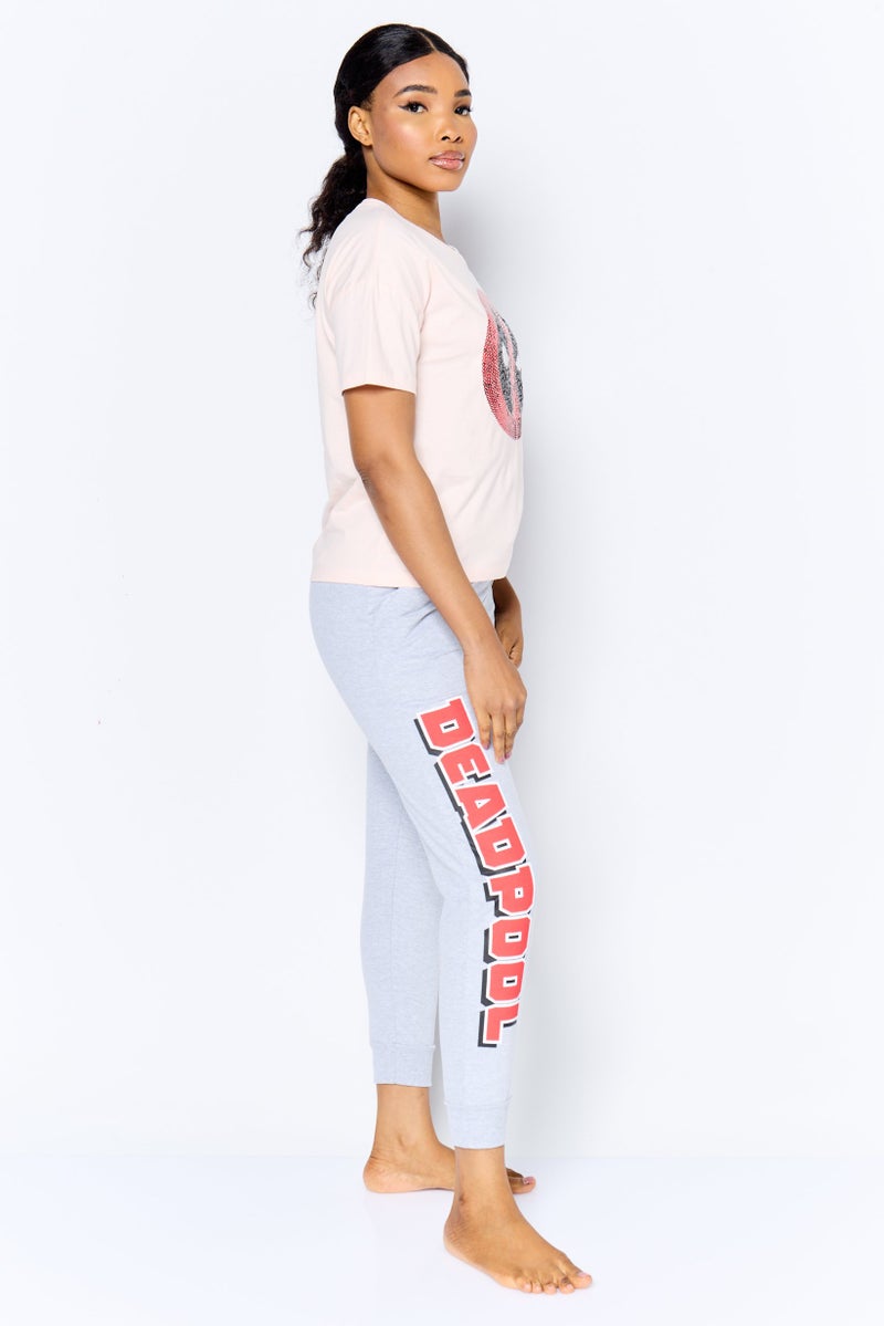MARVEL Women 2 Pcs Sequin Embellished T-Shirt And Pants Pajama Set, Multicolor - Image 3