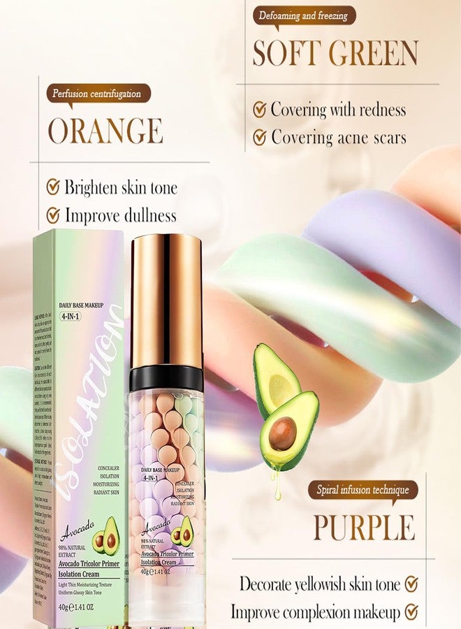 Deepmind Avocado 4 In 1 Primer for Face Before Makeup,Isolation Cream Face Tinted Moisturizer,One Step Color Corrector,Makeup Primer Blurs Facial Serum Oil Control& Concealer Skin Tone Correcting,Radiance Skin - Image 3