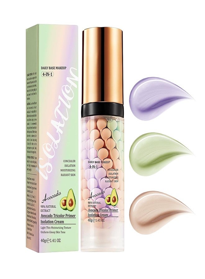 Deepmind Avocado 4 In 1 Primer for Face Before Makeup,Isolation Cream Face Tinted Moisturizer,One Step Color Corrector,Makeup Primer Blurs Facial Serum Oil Control& Concealer Skin Tone Correcting,Radiance Skin - Image 1