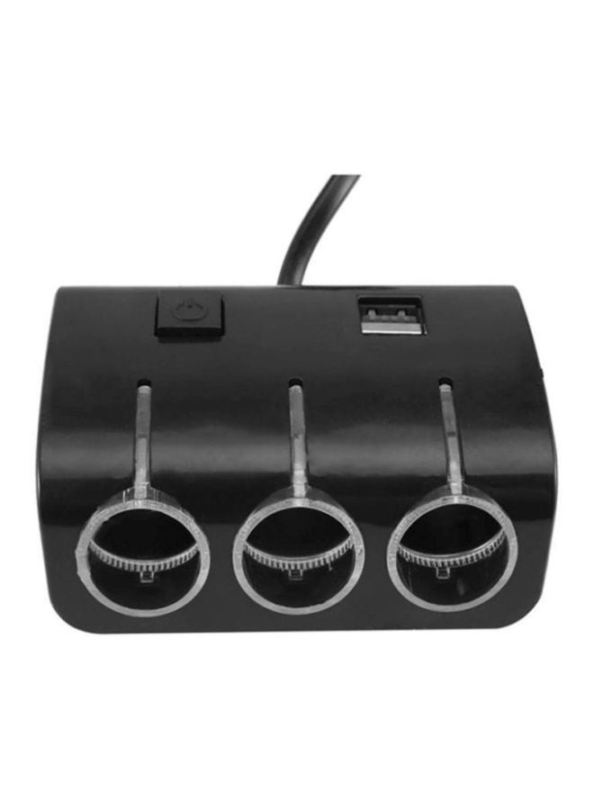 أوتاد شاحن سيارة مزدوج بمنفذ USB مع ولاعة سجائر ذات مقابس متعددة أسود - Image 2