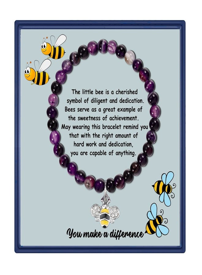 بارتنر هدية روحية مستوحاة من النحل - سوار بتصميم النحلة، هدية مثالية للأصدقاء (بنفسجي) - Image 1